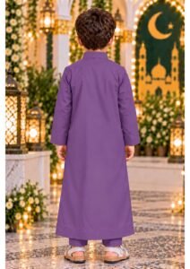 Isliba Purple Thobe for Boys | Full Sleeve Islamic Jubba for Kids | Traditional Muslim Wear for Eid, Ramadan & Daily Wear - Image 4