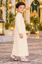Isliba Cream Thobe for Boys | Full Sleeve Islamic Jubba for Kids | Traditional Muslim Wear for Eid & Ramadan