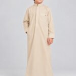 Isliba Beige Thobe for Boys | Full Sleeve Islamic Jubba for Kids