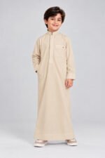 Isliba Beige Thobe for Boys | Full Sleeve Islamic Jubba for Kids