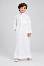 Isliba White Thobe for Boys | Full Sleeve Islamic Jubba for Kids