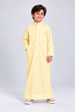 Isliba Light Yellow Thobe for Boys | Full Sleeve Islamic Jubba for Kids