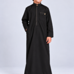 Isliba Black Thobe for Boys | Full Sleeve Islamic Jubba for Kids