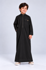 Isliba Black Thobe for Boys | Full Sleeve Islamic Jubba for Kids