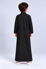 Isliba Black Thobe for Boys | Full Sleeve Islamic Jubba for Kids - Image 3
